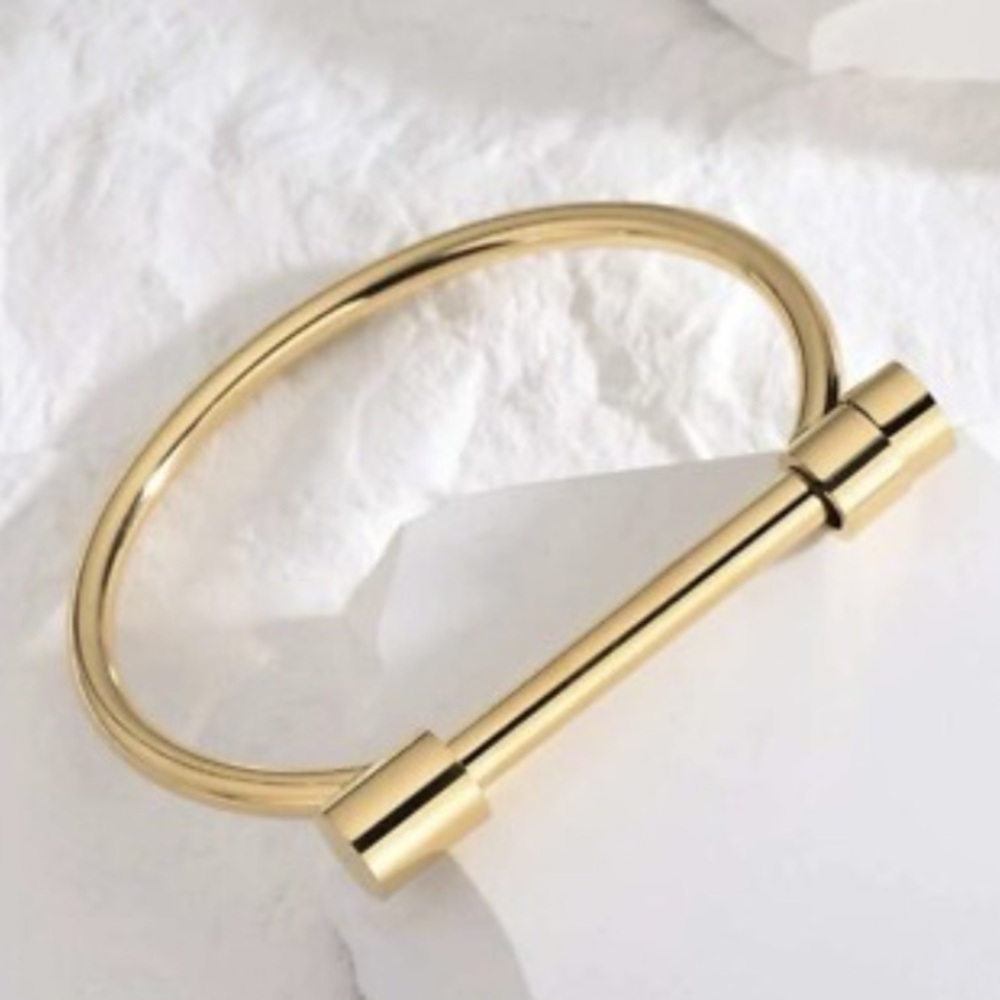 Gold Screw Cuff Bangle Bracelet